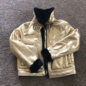 Golden type jacket , fur inside , very warm